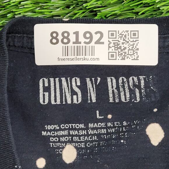 Guns-N-Roses Skull Rose Shirt Large 21x27 Bleached Black - Picture 4 of 12